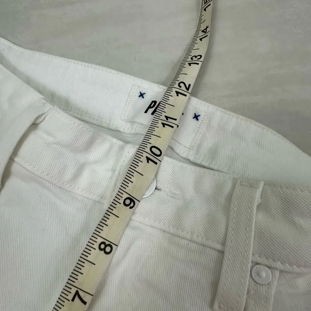 Paige Cindy High Rise Straight Leg Crop White Stretch Jean Minimalist Chic - Picture 6 of 10